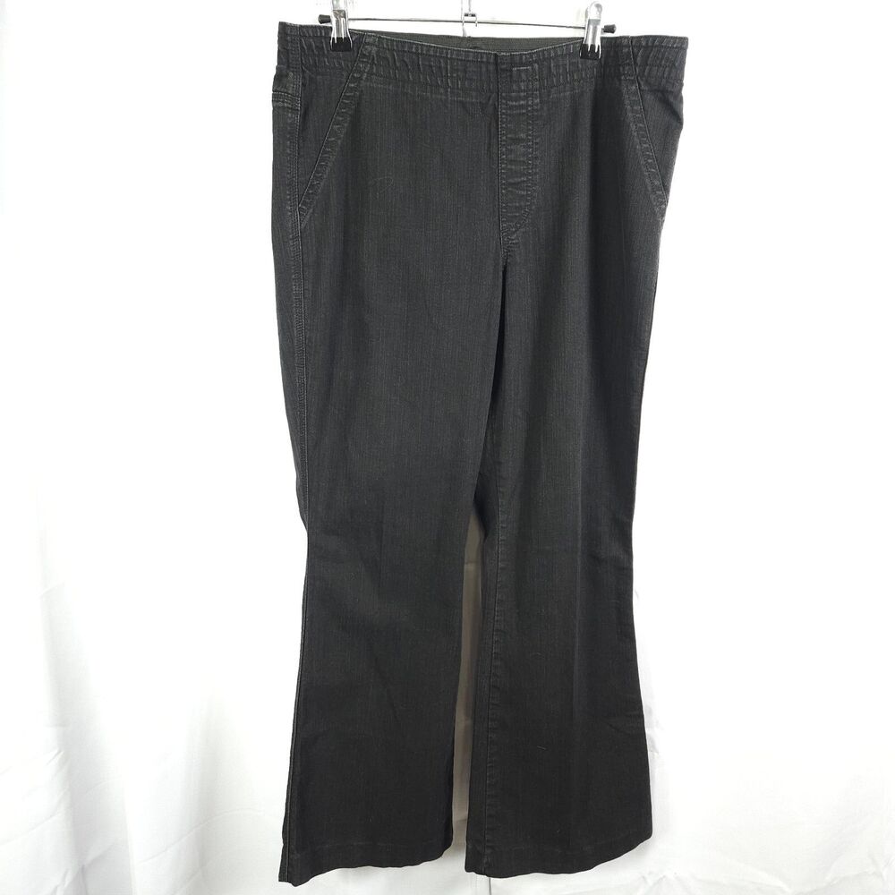 Chico's‎ Platinum Black/Charcoal Pull‑On Bootcut Jeans Womens 2.5R US 14